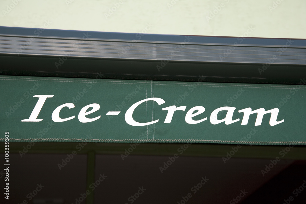Ice Cream Sign on Green Background Ice Cream Sign on Green Background