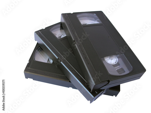 Retro VHS video tapes, isolated in white