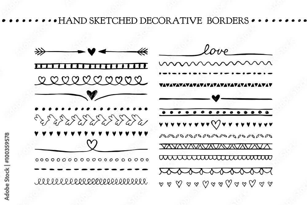 Vector vintage borders and scroll elements. Hand drawn vector design elements