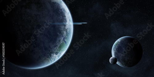 Fototapeta Naklejka Na Ścianę i Meble -  Sunrise over planets in space
