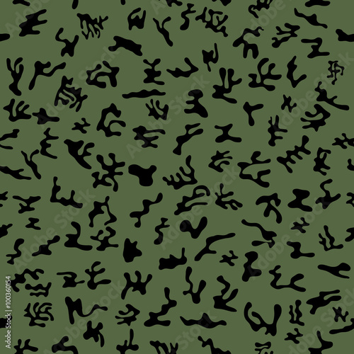 Seamless woodland style military camouflage pattern for land disguise - Vector and illustration