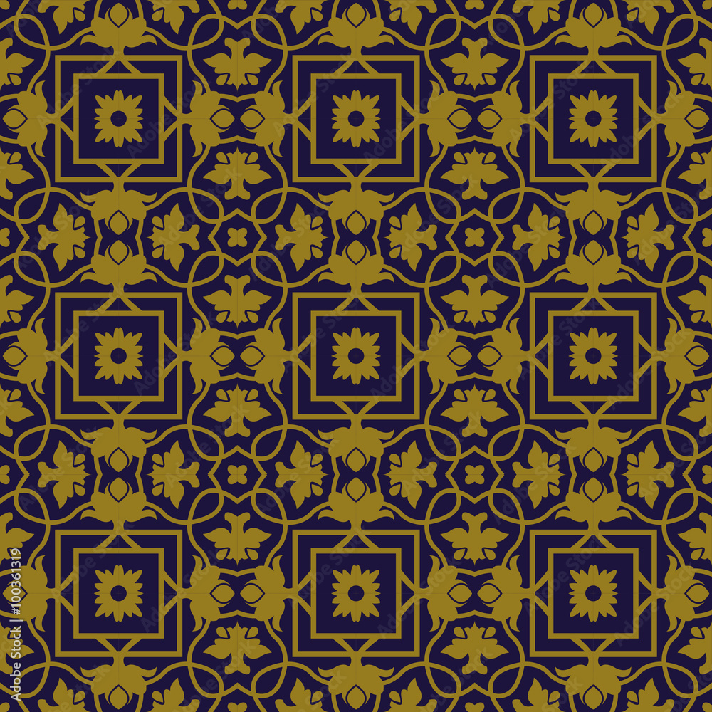 Elegant antique background image of spiral cross flower vine pattern.
