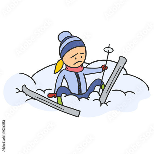 Caricature skier