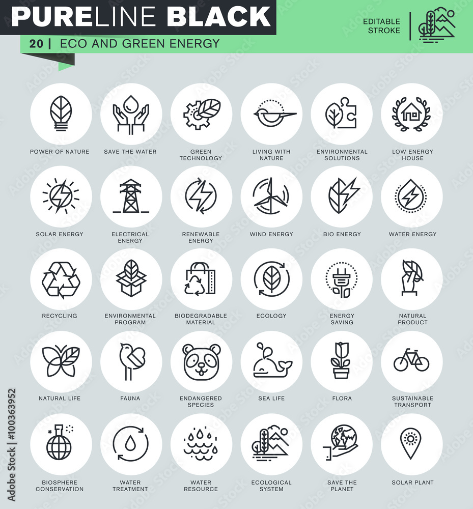 Thin line icons set of environment, renewable energy, sustainable technology, nature life. Icons for website and mobile website and apps with editable stroke. Thin line icons set of environment, renewable energy, sustainable technology, nature life. Icons for website and mobile website and apps with editable stroke.