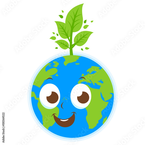 Planet Earth growing a tree. Vector illustration