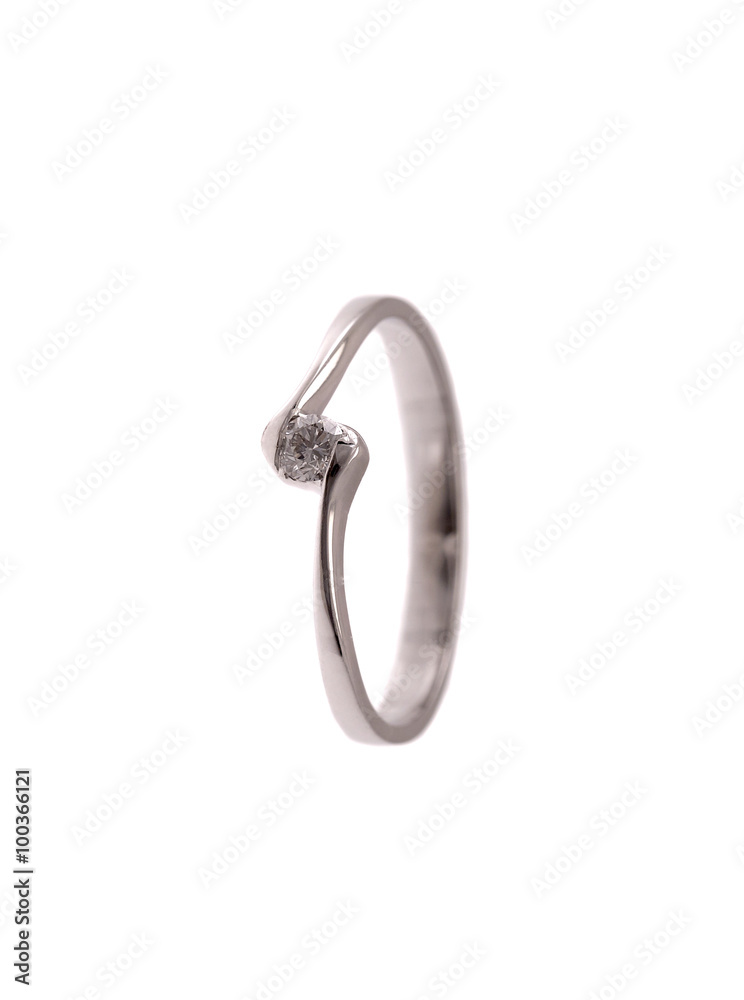 Wedding or engagement ring made of white gold isolated on white Wedding or engagement ring made of white gold isolated on white