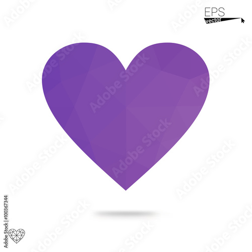 Purple heart isolated on white background.