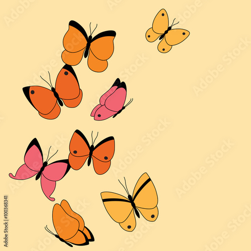 Vector banner with colorful butterflies and place for your text
