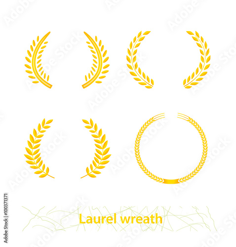Gold laurel wreaths. Vector elements. It can be used in the design for websites, infographic, catalogs, brochures, magazines, etc.