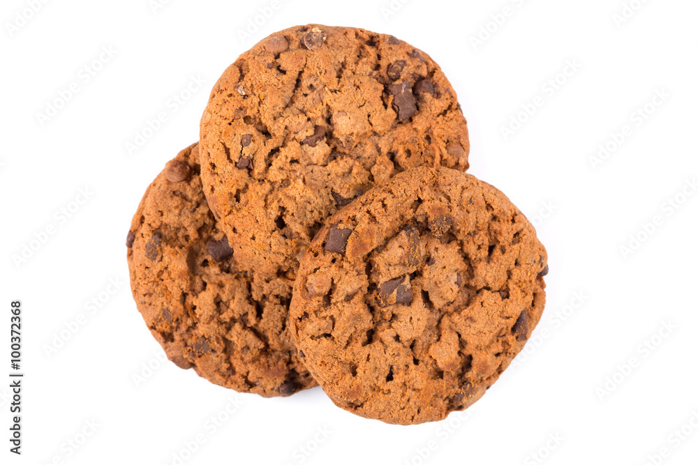 Chocolate chip cookies isolated on white Chocolate chip cookies isolated on white