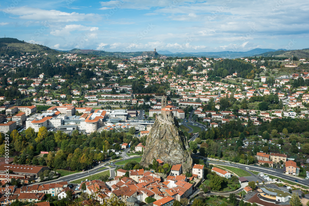 Panorama of Le Puy-en-Velay in France Europe