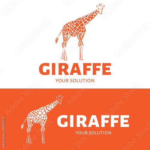 Giraffe vector logo. Brand logo in the form of a spotted giraffe