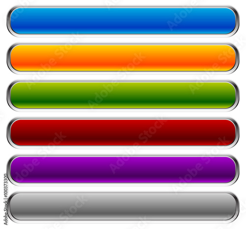 Set of rectangular buttons with rounded corners. Colorful banner