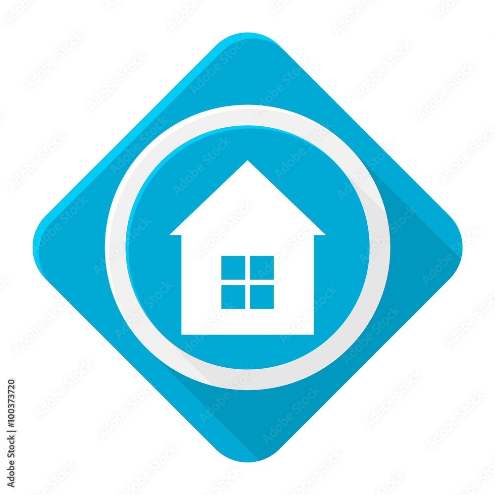 Blue icon home with long shadow Stock Vector | Adobe Stock