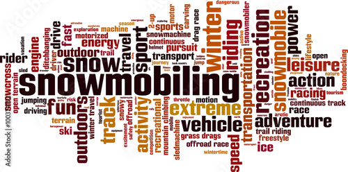 Snowmobiling word cloud concept. Vector illustration