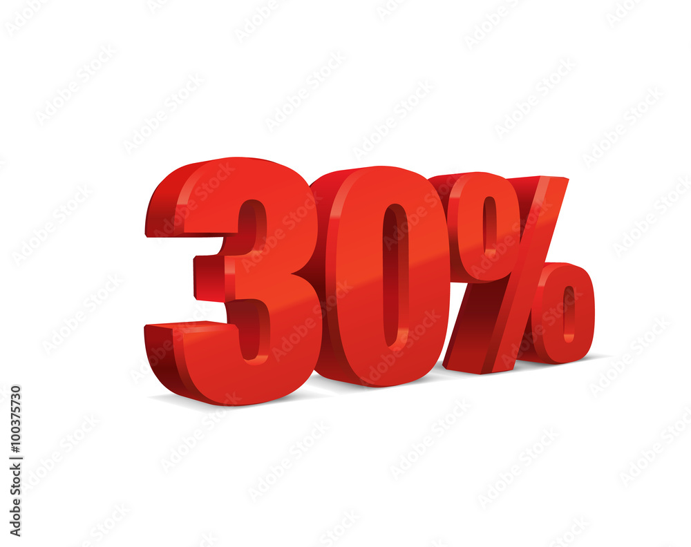 30 percent off, sale background, object 3D. Eps10 Vector. 30 percent off, sale background, object 3D. Eps10 Vector.
