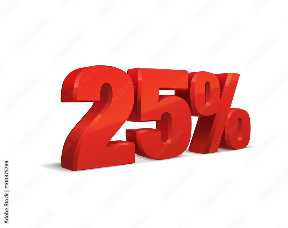 25 percent off, sale background, object 3D. Eps10 Vector. 25 percent off, sale background, object 3D. Eps10 Vector.