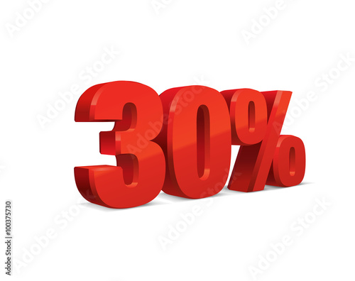 30 percent off, sale background, object 3D. Eps10 Vector.