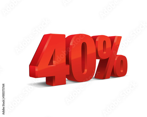 40 percent off, sale background, object 3D. Eps10 Vector.