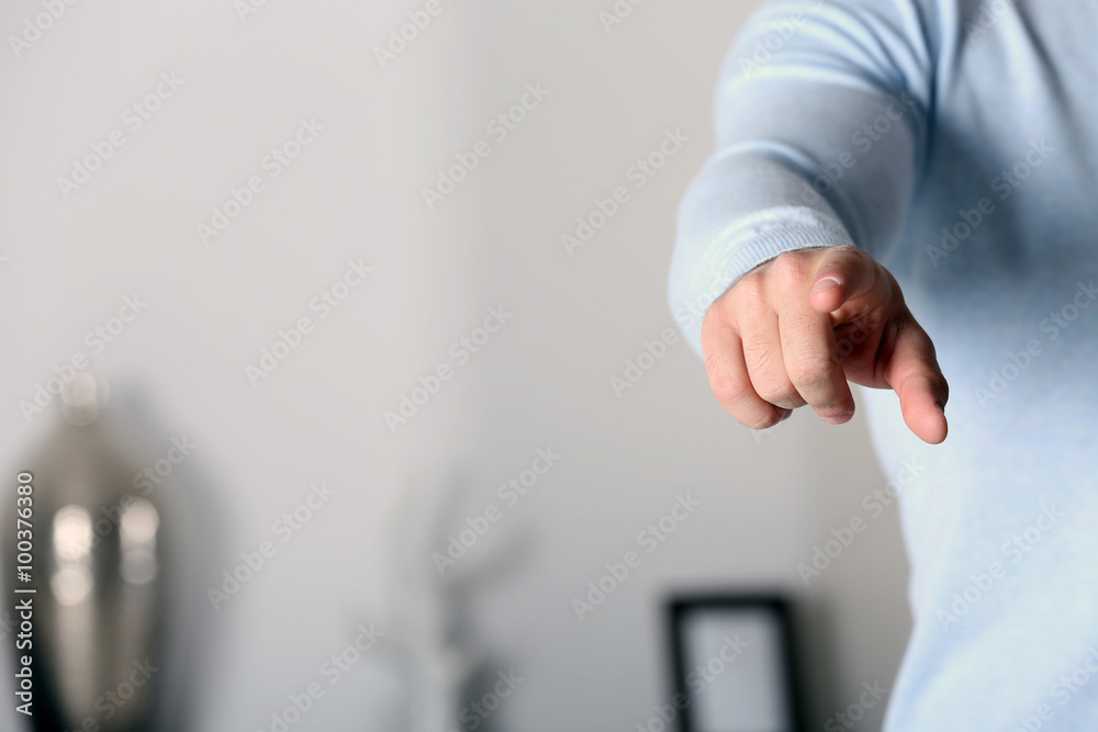 Young man push button Young man push button