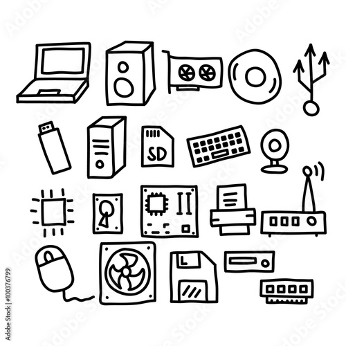 Computers and accessories doodles icon.vector illustration.