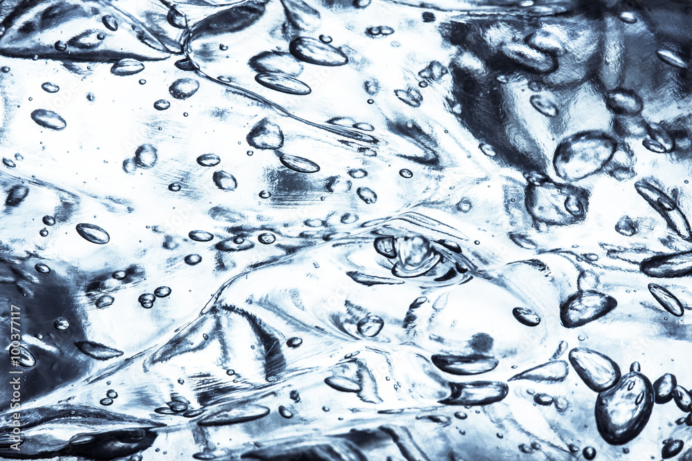 Blue bubble water gel background.