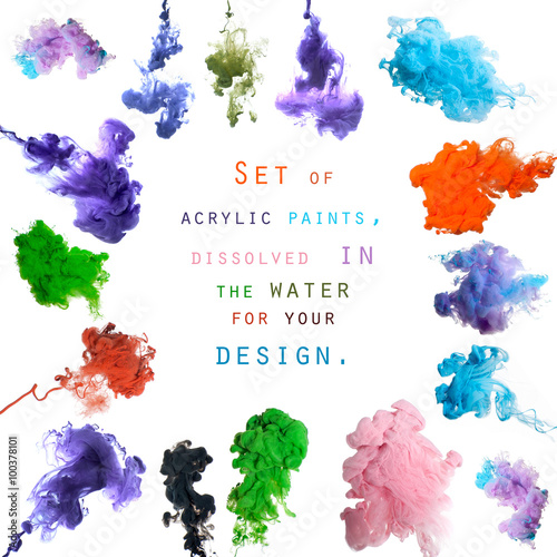Set of acrylic paints, dissolved in the water for your design