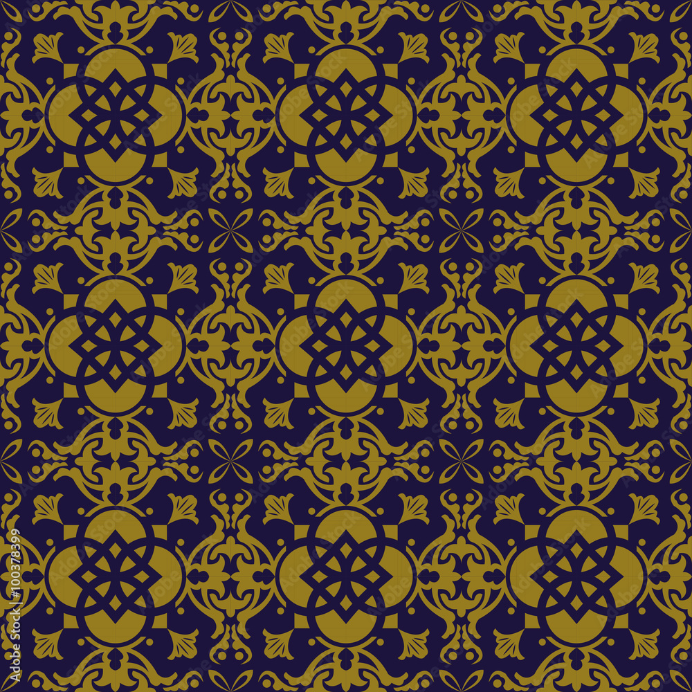 Elegant antique background image of round square cross kaleidoscope pattern.
