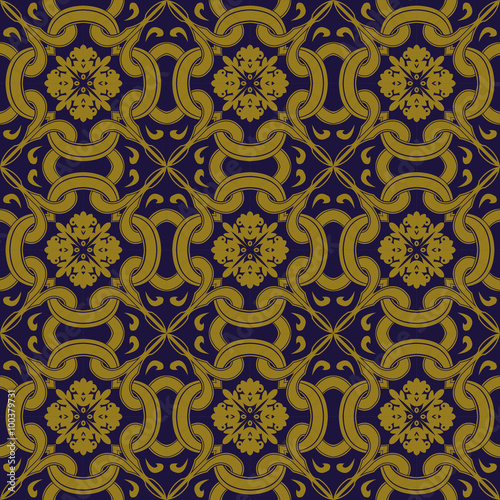 Elegant antique background image of cross round curve kaleidoscope pattern. 