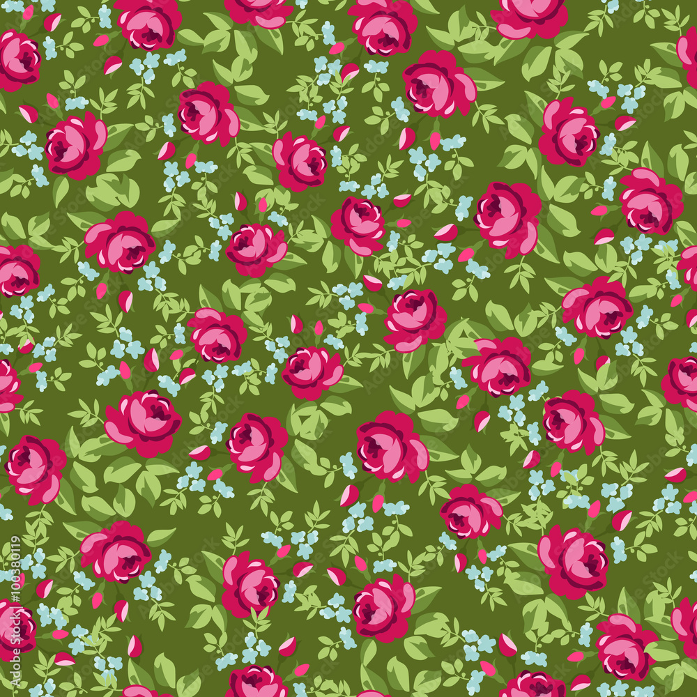 Seamless floral pattern with little red roses Seamless floral pattern with little red roses