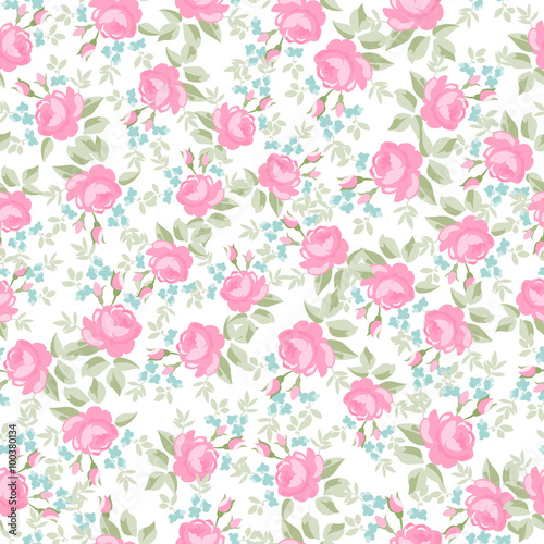 Seamless floral pattern with pastel English Roses © lovelava