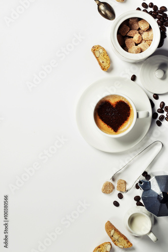 Cup of coffee with heart on foam
