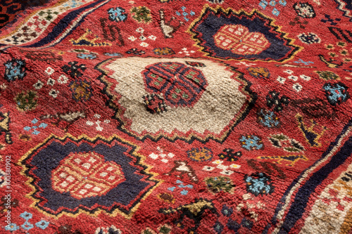 Close up of a persian shiraz oriental carpet