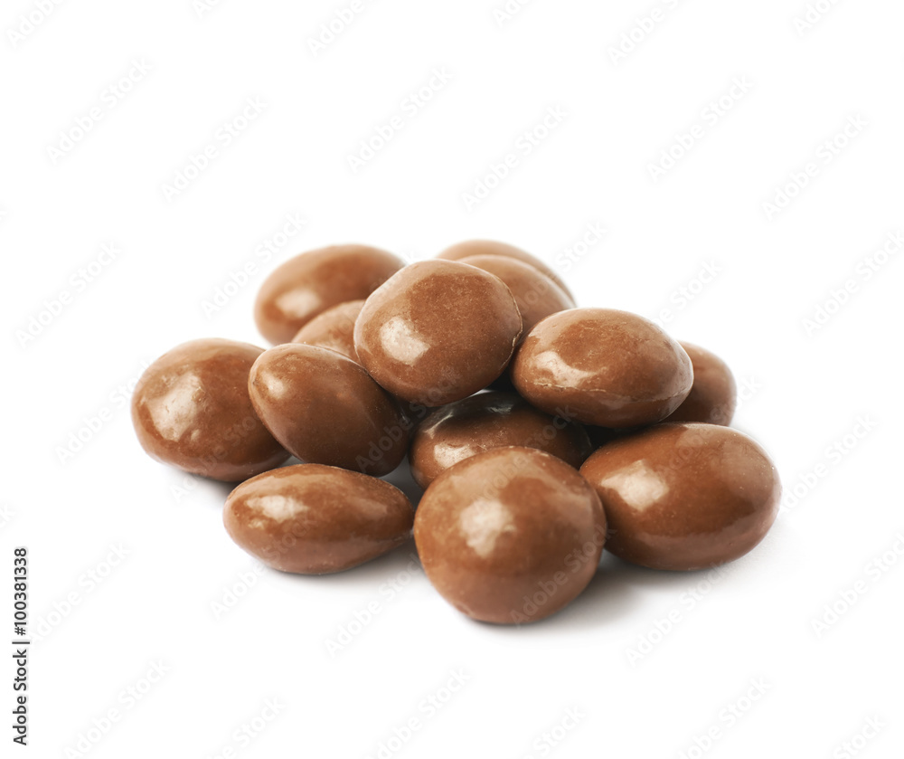 Chocolate glazed nut candy isolated Chocolate glazed nut candy isolated