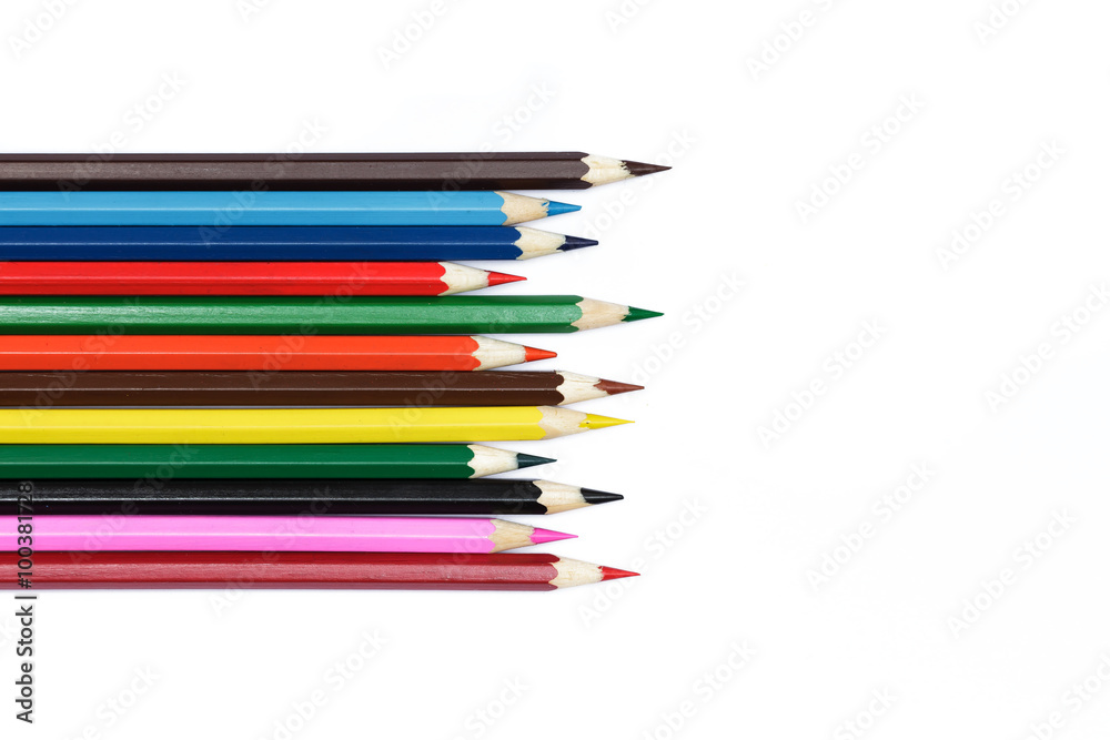 sharp sharpened colored pencils on a white background - statione sharp sharpened colored pencils on a white background - statione