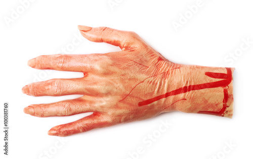 Fake severed hand isolated