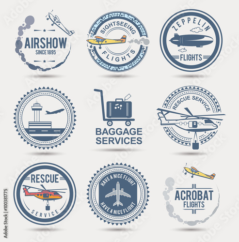 Set of aviation badges. EPS10. 