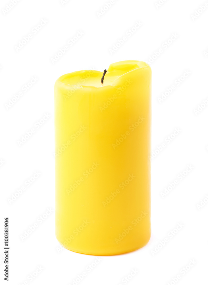 Burned yellow wax candle isolated Burned yellow wax candle isolated