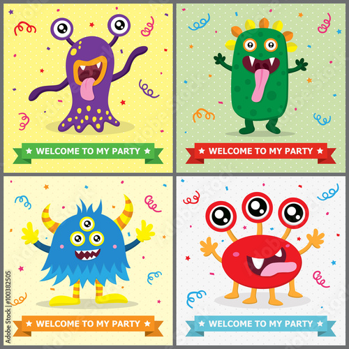 Cute Monster Birthday Card design