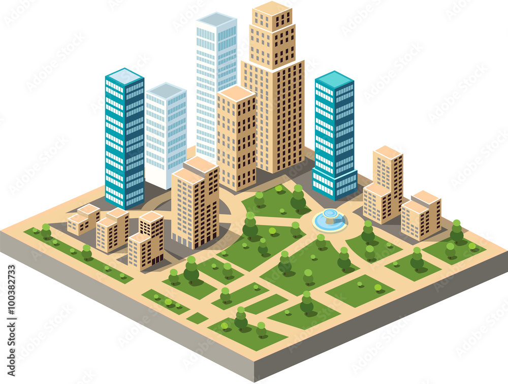 Large urban area isometric urban buildings Large urban area isometric urban buildings