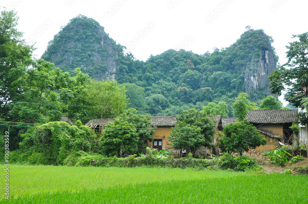 Beautiful karst rural scenery at Guilin, China