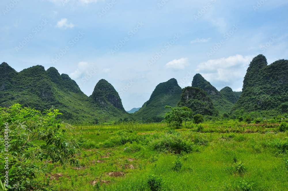 Beautiful karst rural scenery at Guilin, China Beautiful karst rural scenery at Guilin, China
