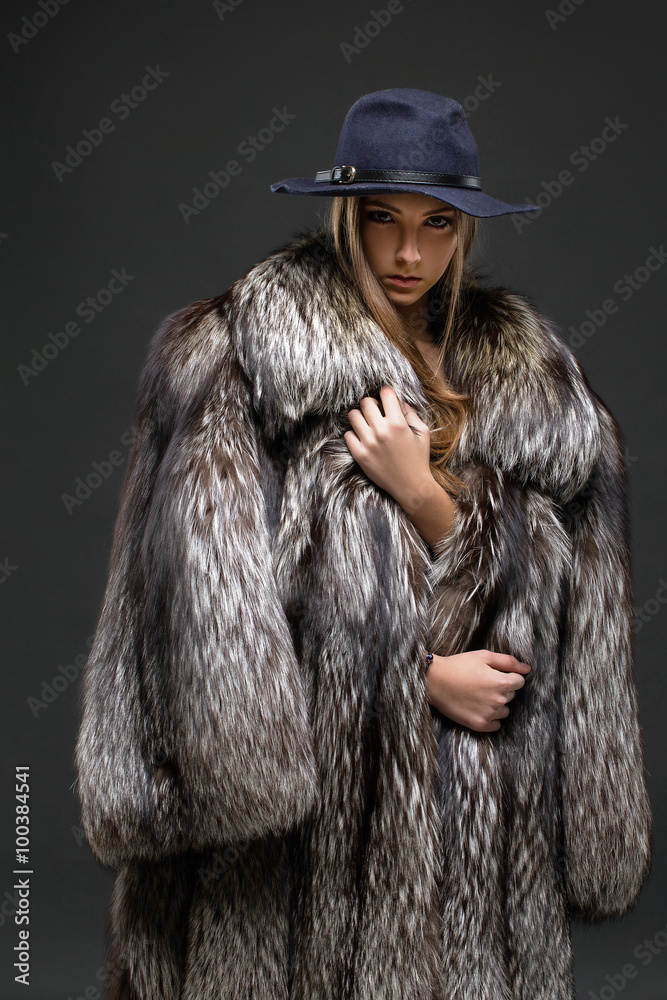 Portrait of a seductive lady in fur coat Portrait of a seductive lady in fur coat