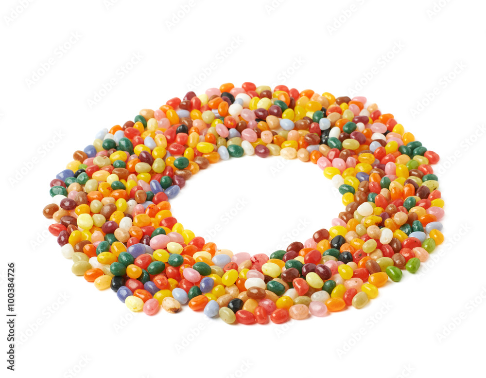 Round frame made of jelly beans isolated Round frame made of jelly beans isolated