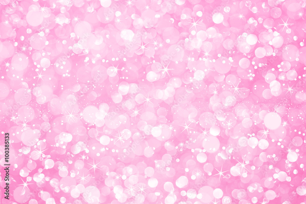 white pink glitter bokeh with stars abstract background