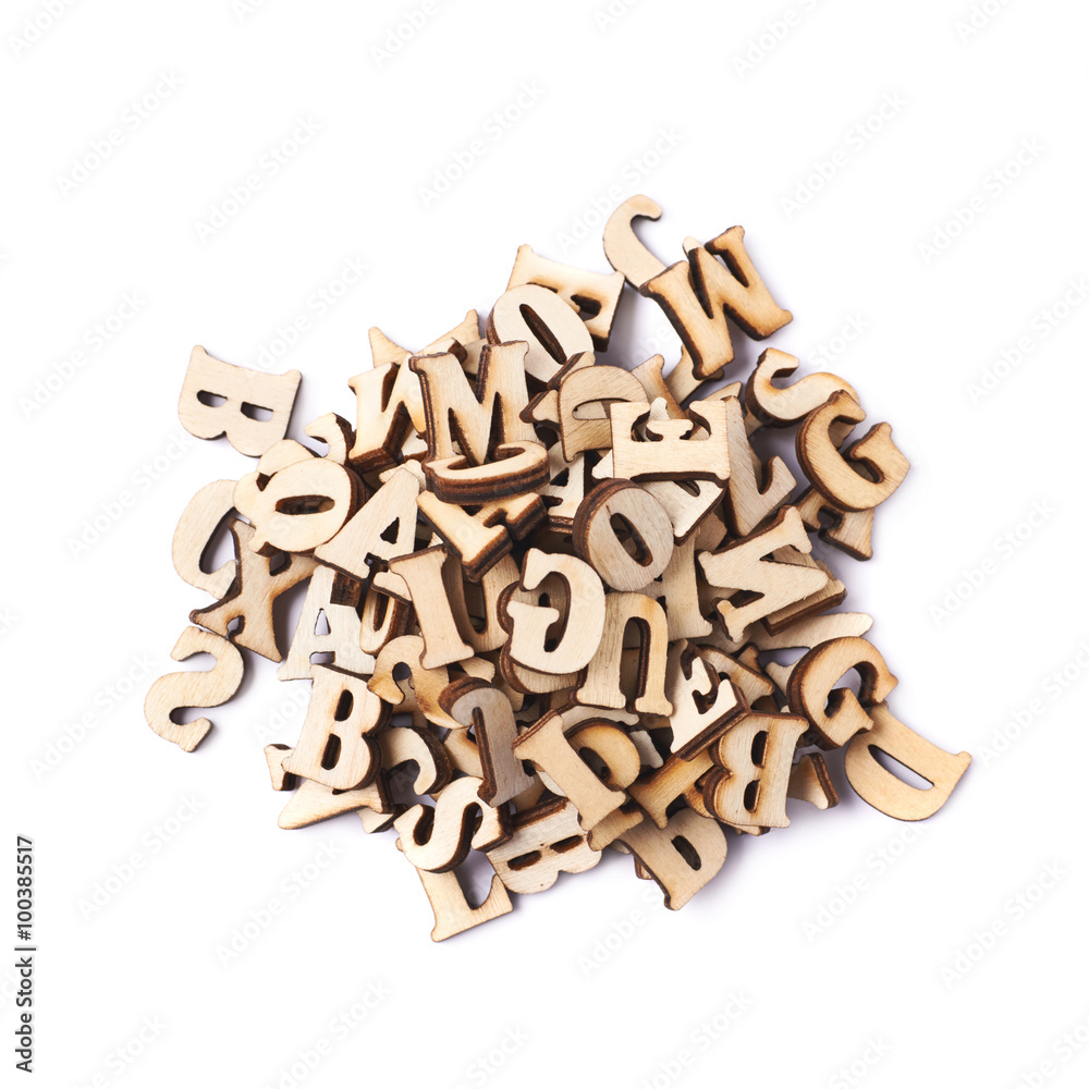 Pile of wooden letters isolated Pile of wooden letters isolated