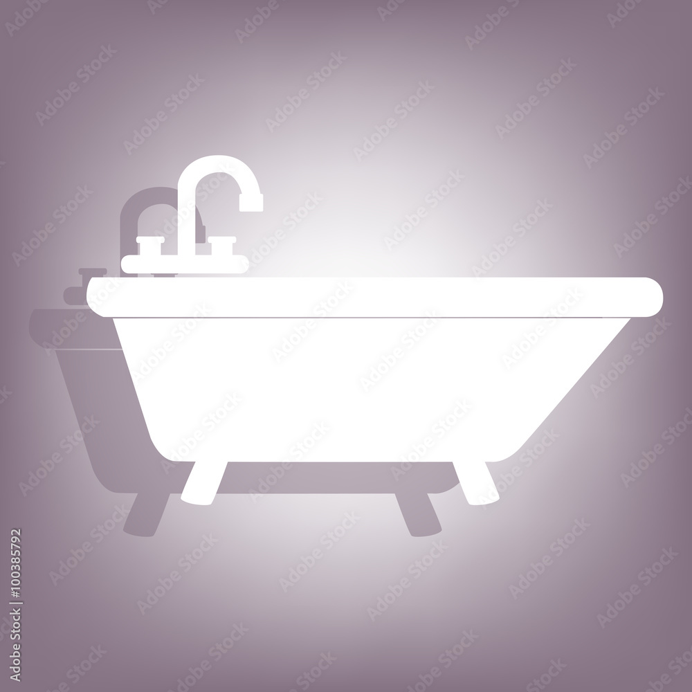 Bathtub icon with shadow Bathtub icon with shadow