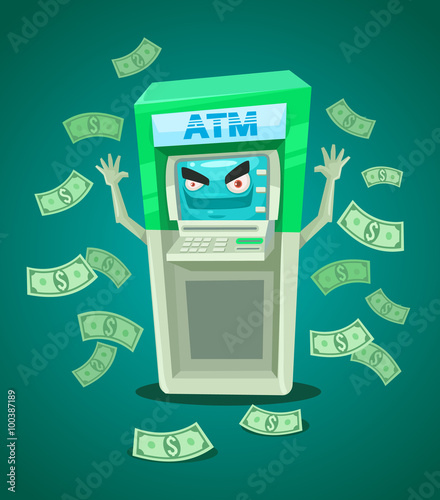 Street ATM teller. Vector flat illustration