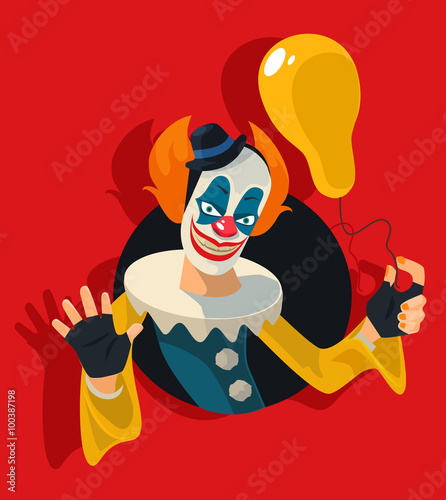Scary clown. Vector flat illustration