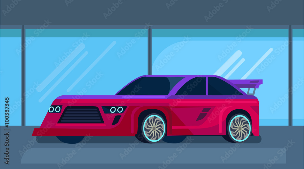 Naklejka premium Vector modern sport racing car. Flat illustration